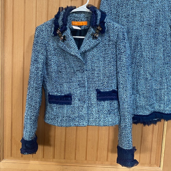 Cynthia Steffe Blue Tweed Skirt Set - Picture 10 of 12